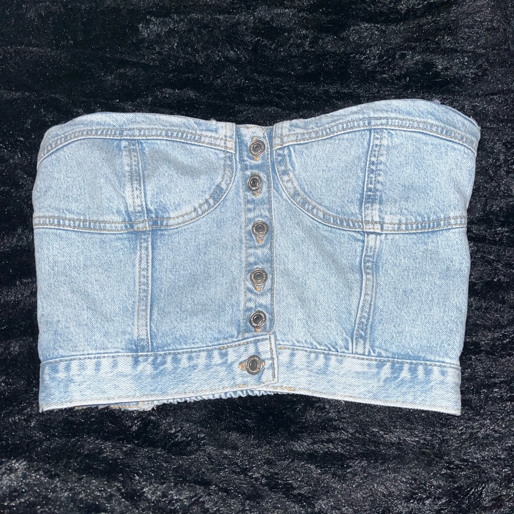 Zara Light Blue Denim Corset